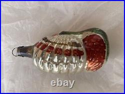 Antique Blown Glass Very Early Peacock Ornament Feather Tree Sz Nice Shape