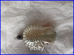 Antique Blown Glass Very Early Peacock Ornament Feather Tree Sz Nice Shape