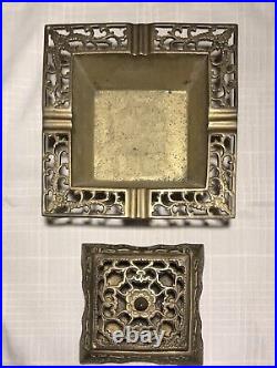 Antique Brass Cigar Ashtray with Smaller Ashtray Insert. Very Unique. Very Nice