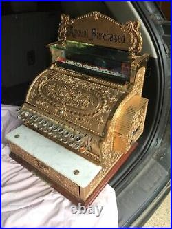 Antique Brass National Cash Register Model 349 Very Nice No Shipping Pickup Only