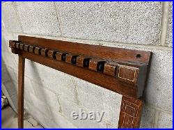 Antique Brunswick Billiard 12 Cue Stick Wood Wall Rack shipping now -VERY NICE