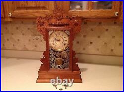Antique Carp Mantle Clock Wm. L. Gilbert Clock Co USA Very Nice With Keys