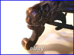 Antique Chinese Bronze Incense Burner with Dragon, Hen, China, Large, Very Nice