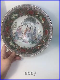 Antique Chinese Porcelain Rose Mandarin Bowl 10 Very Nice