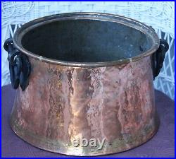 Antique Copper Cauldron. Hand forged Apple Butter Kettle. Very Nice