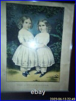 Antique Currier & Ives 1875 THE LITTLE SISTERS framed. Very Nice
