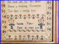Antique Dated 1847 Needlework Sampler by Isabella Varty VERY NICE