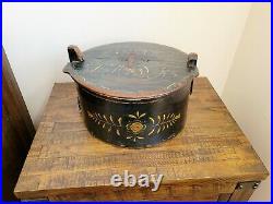 Antique Dated 1851 Wedding Pantry Bentwood Box with Lid Very Nice