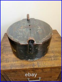 Antique Dated 1851 Wedding Pantry Bentwood Box with Lid Very Nice