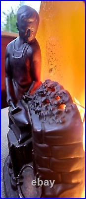 Antique Deco Figural Table Lamp Blacksmith 12 Tall. Very Nice