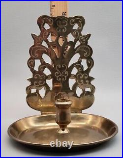Antique Dutch One Candle Solid Brass Wall Sconce. Very Rare, Hand Made. Nice