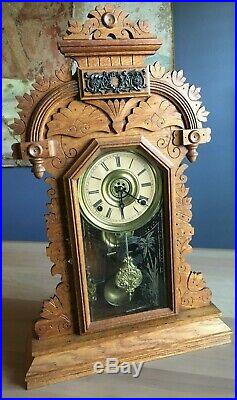 Antique E. Ingraham Kitchen Mantle Clock Very Nice And Works