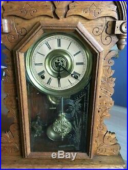 Antique E. Ingraham Kitchen Mantle Clock Very Nice And Works