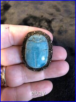 Antique Egyptian Scarab beetle Brooch. Sterling. Very nice piece