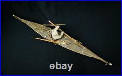 Antique Eskimo Kayak with figure and implements very nice. Early 20th century
