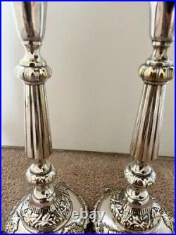 Antique FRAGET N PLAQUE Silverplate Candlesticks, Poland, pre-1915 Very Nice