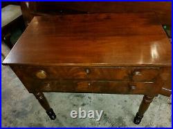 Antique Flame Mahogany 2 Drawer Side Table Very Nice Table
