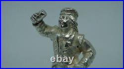 Antique French 950 Sterling Silver Figurine Man Holding Wine Jug Very Nice