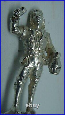 Antique French 950 Sterling Silver Figurine Man Holding Wine Jug Very Nice