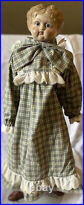 Antique German 26 C1880 Blond Goodyear Rubber Doll With Nice Outfit Very Rare