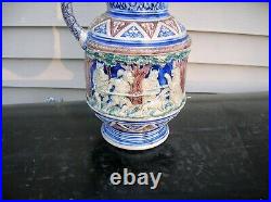 Antique German Large Size Beer Stein/pitcher 14 Tall Very Nice Condition -b/o