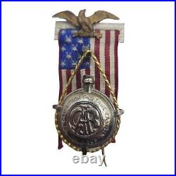 Antique Grand Army of the Republic GAR 1861-1865 Quoted Ribboned Pin Very Nice