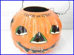 Antique Halloween Us Metal Company Tin Pumpkin Candy Container-very Nice-wear