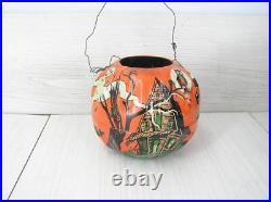 Antique Halloween Us Metal Company Tin Pumpkin Candy Container-very Nice-wear