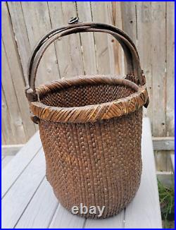Antique Hand Woven Chinese Rice Gathering Basket -Very Nice