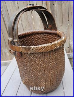 Antique Hand Woven Chinese Rice Gathering Basket -Very Nice