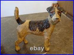 Antique Hubley Cast Iron Fox Terrier Dog Figurine Doorstop Very Nice Condition