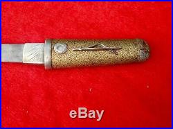 Antique Japanese Silver Mounted Samurai Tanto Dagger Or Knife Very Nice To Hold