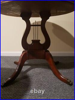Antique Mersman Lyre Accent Table Set VERY NICE 2 Small Oval End Tables, 1 Rou