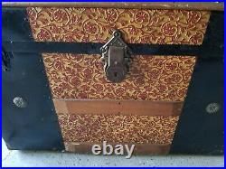 Antique Metal/Wood Camelback Trunk Chest Steamer Steampunk Vintage VERY NICE