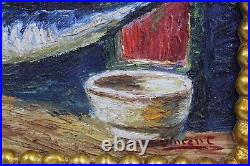 Antique Oil On Canvas By Van Gogh 1887 With Frame In Golden Leaf Very Nice
