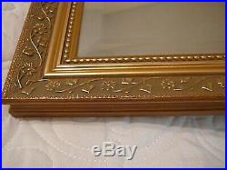 Antique Ornate Gold Decorated Rectangular Framed Beveled Mirror, VERY NICE