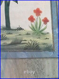 Antique Persian Miniature Painting Flowers With Butterfly Very Nice 2 Of 2