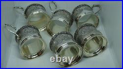 Antique Persian Set Of Six 84 Silver Class Cup Holders Very Nice
