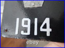 Antique Porcelain 1914 Pennsylvania License Plate Very Nice 109 Year Old Plate