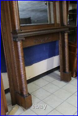 Antique Quarter Sawn Very Nice Fireplace Mantle With Columns Circa 1895