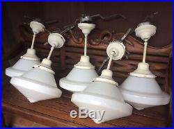 Antique Ribbed Glass 16 Ceiling Light Fixture From Old Church Very Nice