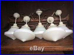 Antique Ribbed Glass 16 Ceiling Light Fixture From Old Church Very Nice