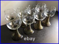 Antique SET OF 8 Roemer Bar Wine Glasses Beehive Stem Game of Thrones VERY NICE