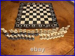 Antique Sahib Chess Set And Chess Board Very Nice