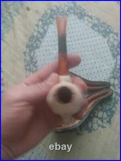 Antique Servi-meerschaum Pipe! Nice! With Case, Very Unique! Collectors Piece