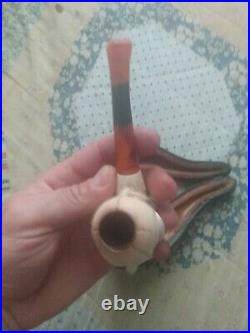 Antique Servi-meerschaum Pipe! Nice! With Case, Very Unique! Collectors Piece