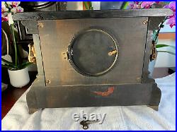 Antique Sessions Clock Co. FS Black Mantel Clock Complete With Key Very NICE