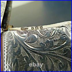 Antique Silver Very Nice Floral Engraved Large Curved Vesta Case Hm 1913 39grm