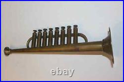 Antique Solid Brass 8 Key Toy Trumpet 12 Long Made in France Very Nice