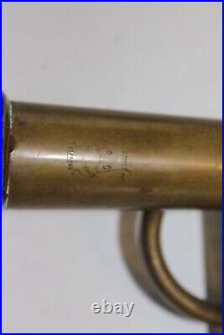 Antique Solid Brass 8 Key Toy Trumpet 12 Long Made in France Very Nice